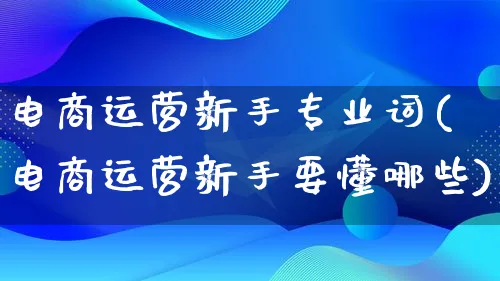 电商运营新手专业词(电商运营新手要懂哪些)_https://www.qujiang-marathon.com_运营技巧_第1张