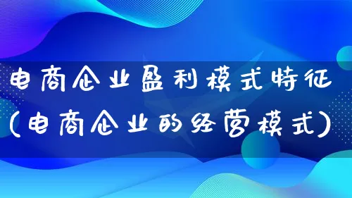 电商企业盈利模式特征(电商企业的经营模式)_https://www.qujiang-marathon.com_运营技巧_第1张