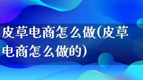 皮草电商怎么做(皮草电商怎么做的)_https://www.qujiang-marathon.com_电商资讯_第1张