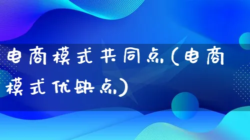 电商模式共同点(电商模式优缺点)_https://www.qujiang-marathon.com_运营技巧_第1张