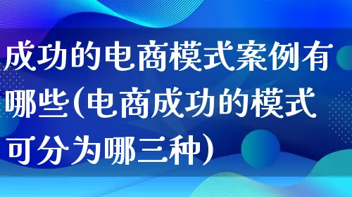 成功的电商模式案例有哪些(电商成功的模式可分为哪三种)_https://www.qujiang-marathon.com_运营技巧_第1张