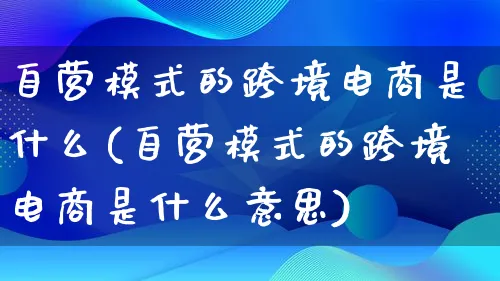 自营模式的跨境电商是什么(自营模式的跨境电商是什么意思)_https://www.qujiang-marathon.com_运营技巧_第1张