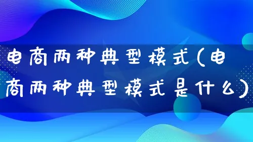 电商两种典型模式(电商两种典型模式是什么)_https://www.qujiang-marathon.com_运营技巧_第1张