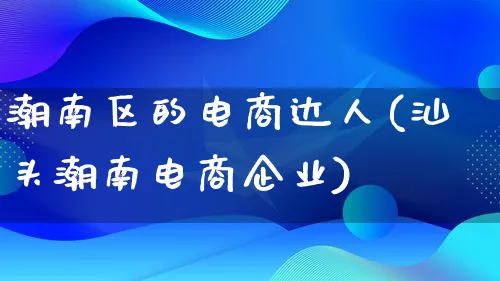 潮南区的电商达人(汕头潮南电商企业)_https://www.qujiang-marathon.com_运营技巧_第1张