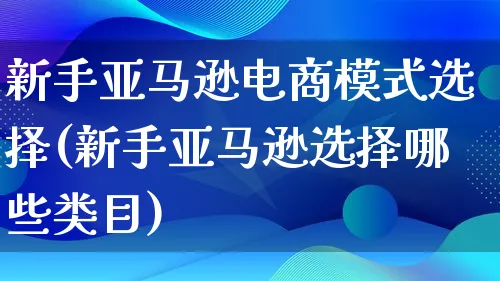 新手亚马逊电商模式选择(新手亚马逊选择哪些类目)_https://www.qujiang-marathon.com_市场推广_第1张