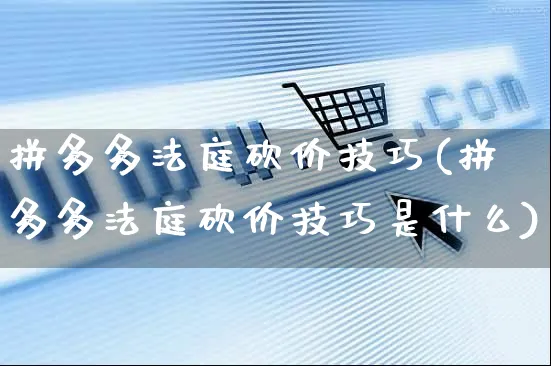 拼多多法庭砍价技巧(拼多多法庭砍价技巧是什么)_https://www.czttao.com_拼多多电商_第1张