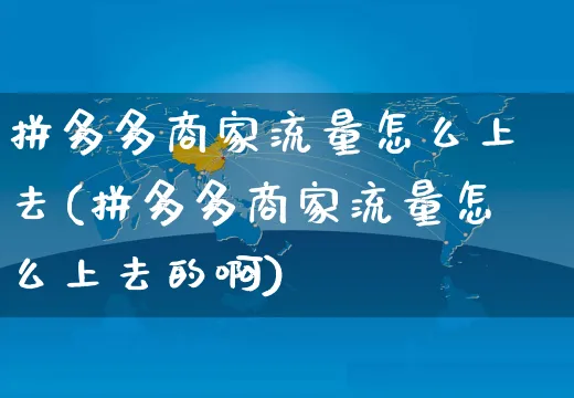 拼多多商家流量怎么上去(拼多多商家流量怎么上去的啊)_https://www.czttao.com_电商问答_第1张