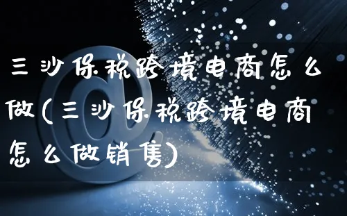 三沙保税跨境电商怎么做(三沙保税跨境电商怎么做销售)_https://www.czttao.com_店铺装修_第1张