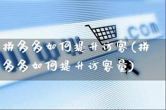 拼多多如何提升访客(拼多多如何提升访客量)_https://www.czttao.com_电商问答_第1张