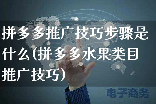 拼多多推广技巧步骤是什么(拼多多水果类目推广技巧)_https://www.czttao.com_京东电商_第1张